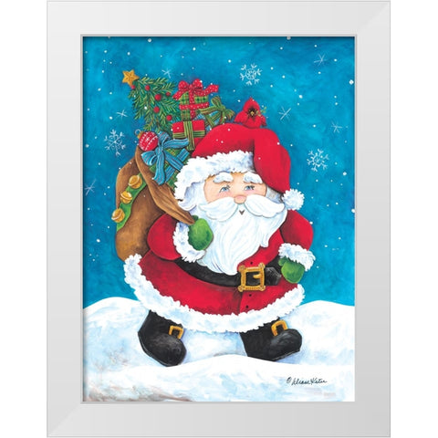 Santa Claus with Sack of Presents White Modern Wood Framed Art Print by Kater, Diane