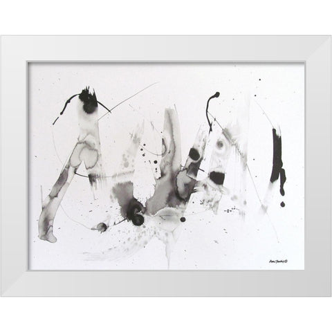 Abstract  Ink   White Modern Wood Framed Art Print by Thouthip, Anne
