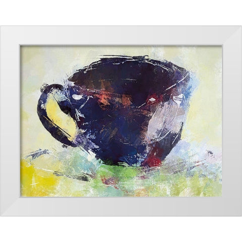A Cup of Coffee White Modern Wood Framed Art Print by Thouthip, Anne