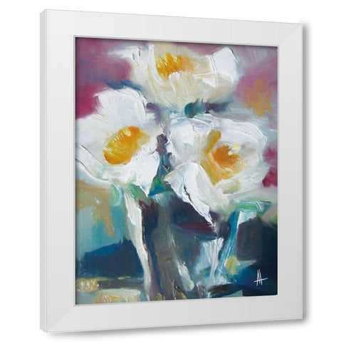 Wild Roses I White Modern Wood Framed Art Print by Thouthip, Anne