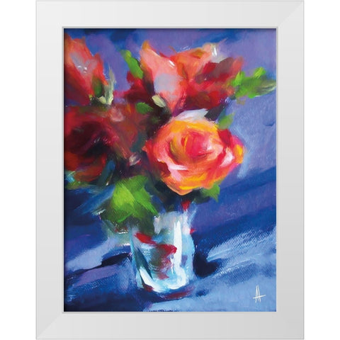 Orange Rose White Modern Wood Framed Art Print by Thouthip, Anne