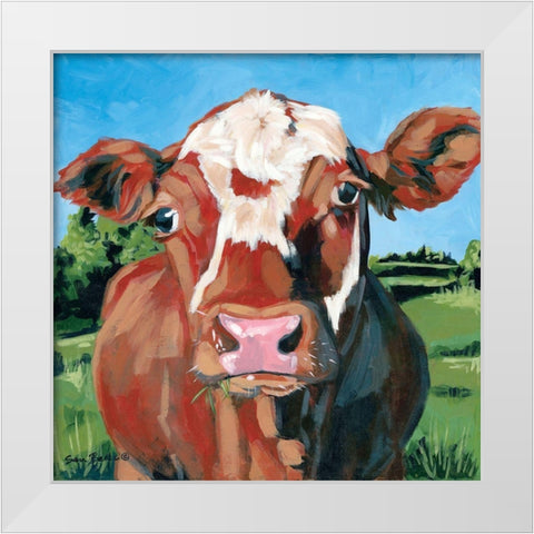 Henry the Hereford White Modern Wood Framed Art Print by Baker, Sara