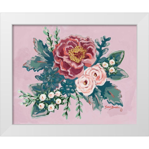 Peony Spring  White Modern Wood Framed Art Print by Baker, Sara