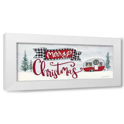 Merry Christmas Camper   White Modern Wood Framed Art Print by Baker, Sara