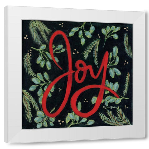 Spruced Up Joy White Modern Wood Framed Art Print by Baker, Sara