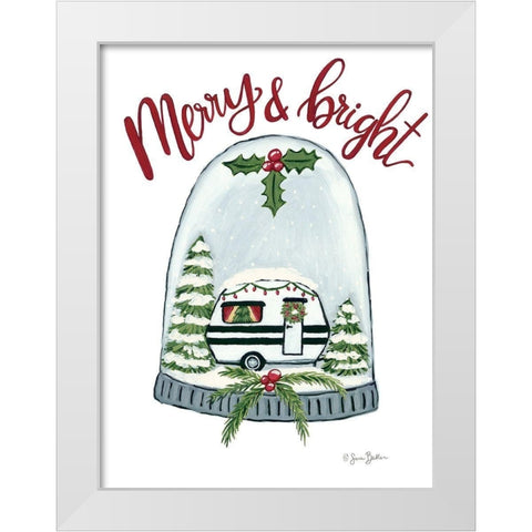 Merry and Bright Camper White Modern Wood Framed Art Print by Baker, Sara