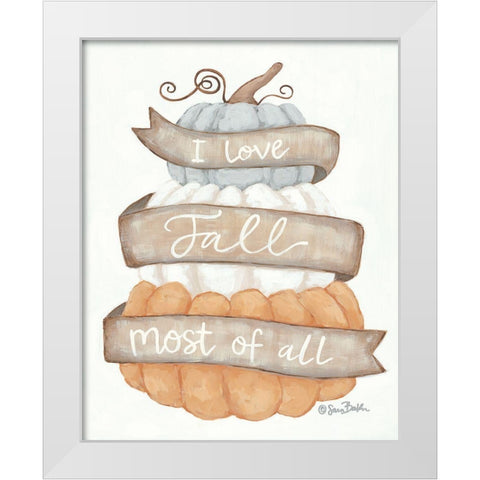I Love Fall    White Modern Wood Framed Art Print by Baker, Sara