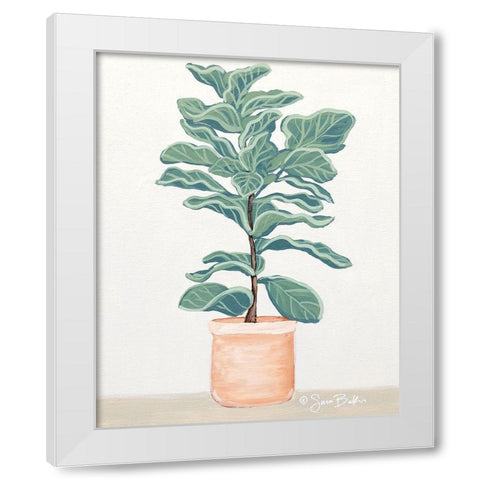 Fiddle Leaf Fig White Modern Wood Framed Art Print by Baker, Sara