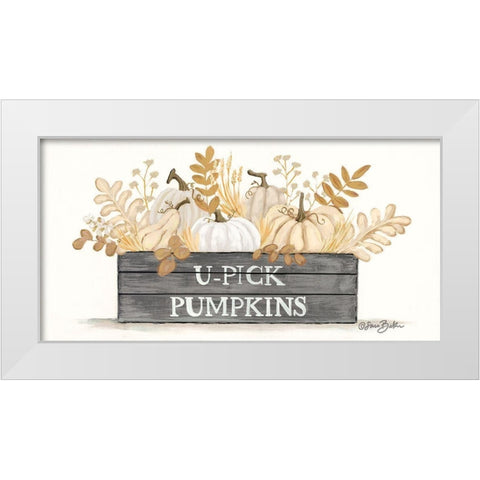 U-Pick Pumpkins     White Modern Wood Framed Art Print by Baker, Sara