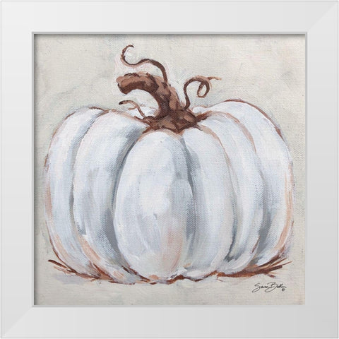 Pumpkin Close-Up I White Modern Wood Framed Art Print by Baker, Sara