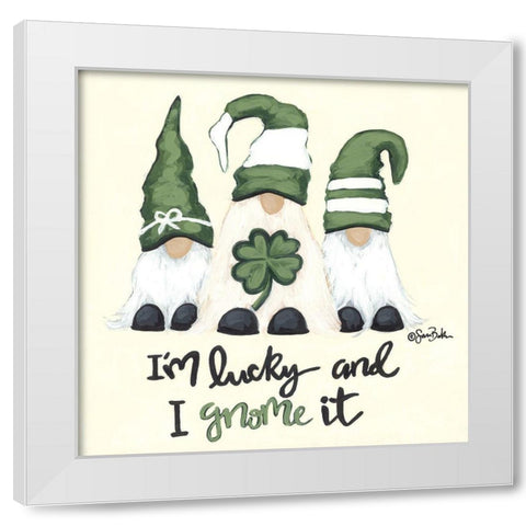 Lucky Gnomes White Modern Wood Framed Art Print by Baker, Sara