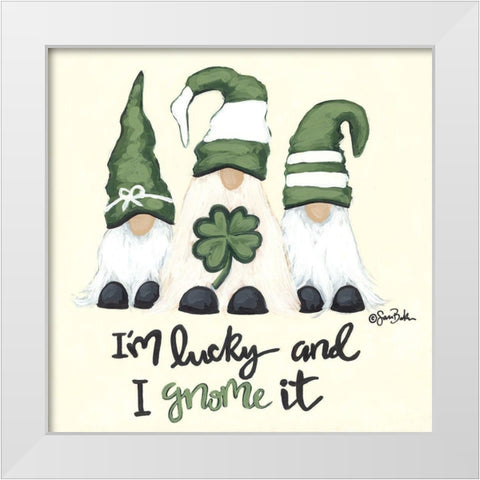 Lucky Gnomes White Modern Wood Framed Art Print by Baker, Sara
