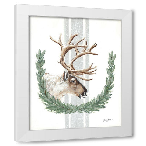 Arctic Winter Reindeer   White Modern Wood Framed Art Print by Baker, Sara