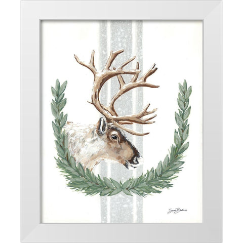 Arctic Winter Reindeer   White Modern Wood Framed Art Print by Baker, Sara
