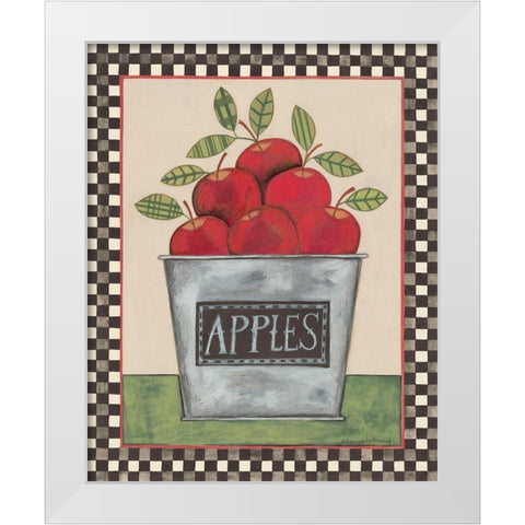 Bucket of Apples White Modern Wood Framed Art Print by Deming, Bernadette