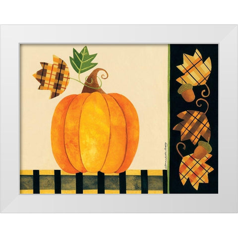 Pumpkin, Leaves and Acorns I White Modern Wood Framed Art Print by Deming, Bernadette