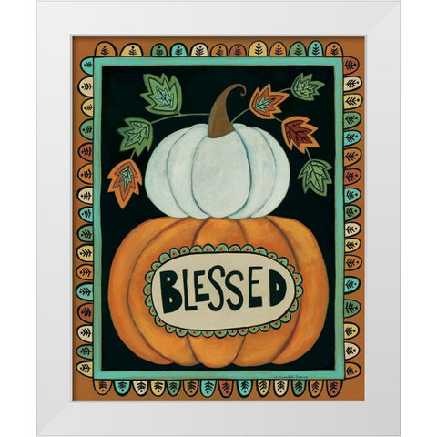Blessed Pumpkins White Modern Wood Framed Art Print by Deming, Bernadette