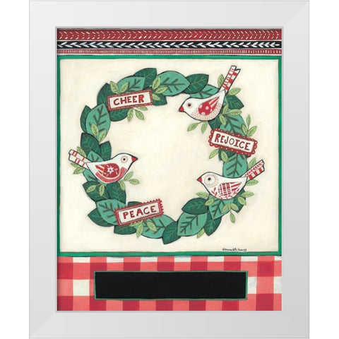 Cheer Peace Rejoice Wreath White Modern Wood Framed Art Print by Deming, Bernadette