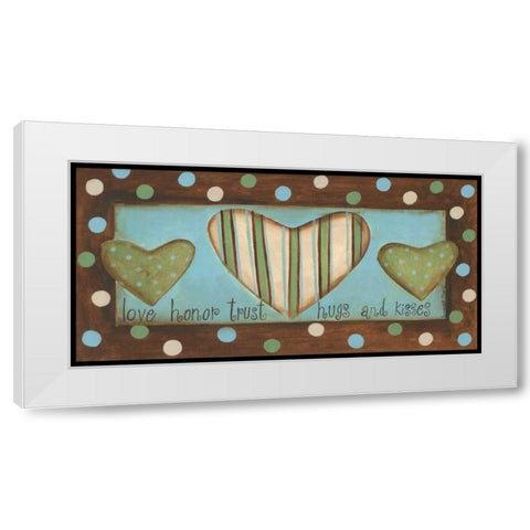Hugs and Kisses White Modern Wood Framed Art Print by Deming, Bernadette