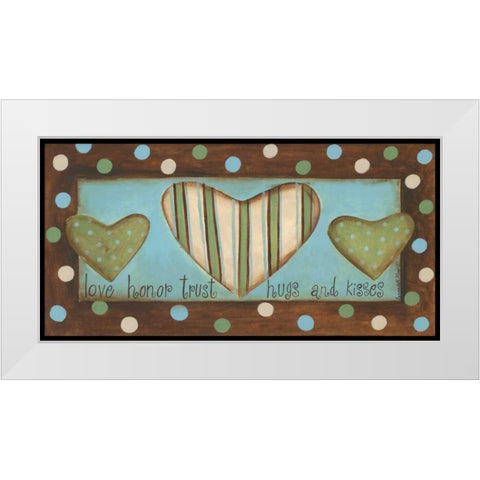 Hugs and Kisses White Modern Wood Framed Art Print by Deming, Bernadette