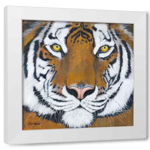 Tiger Gaze      White Modern Wood Framed Art Print by Hallowell, Britt