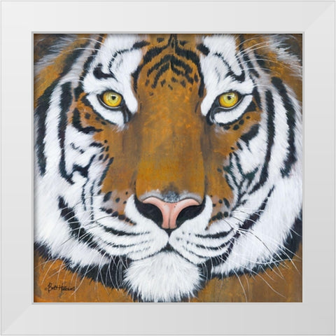Tiger Gaze      White Modern Wood Framed Art Print by Hallowell, Britt
