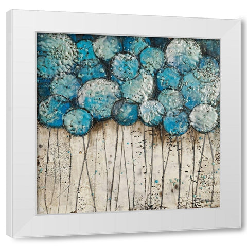Bubble Trees in Blue White Modern Wood Framed Art Print by Hallowell, Britt
