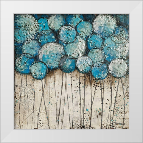 Bubble Trees in Blue White Modern Wood Framed Art Print by Hallowell, Britt