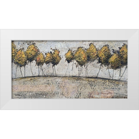 A Route of Gold White Modern Wood Framed Art Print by Hallowell, Britt