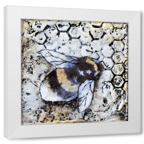 Worker Bees I White Modern Wood Framed Art Print by Hallowell, Britt