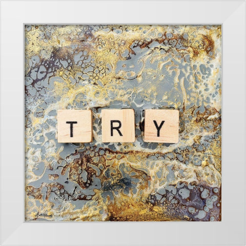 Try White Modern Wood Framed Art Print by Hallowell, Britt