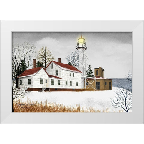 Lighthouse in Winter          White Modern Wood Framed Art Print by Jacobs, Billy