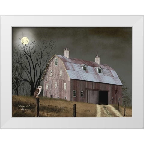 Midnight Moon White Modern Wood Framed Art Print by Jacobs, Billy