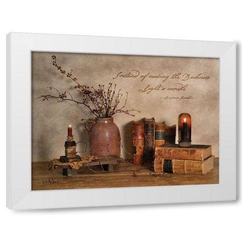 Light a Candle White Modern Wood Framed Art Print by Jacobs, Billy