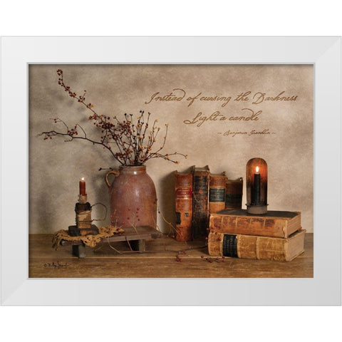 Light a Candle White Modern Wood Framed Art Print by Jacobs, Billy