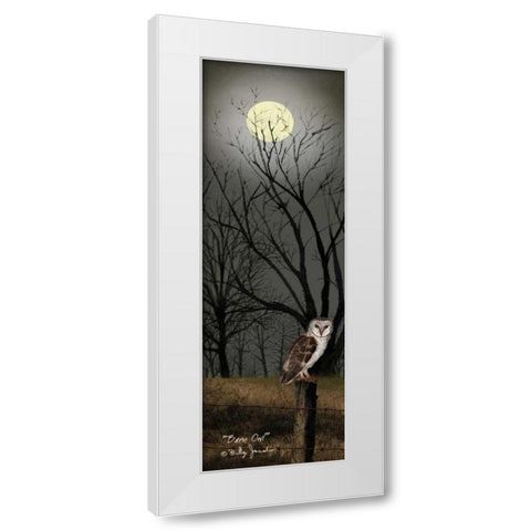 Barn Owl White Modern Wood Framed Art Print by Jacobs, Billy