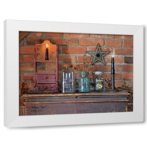 Mason Jars White Modern Wood Framed Art Print by Jacobs, Billy