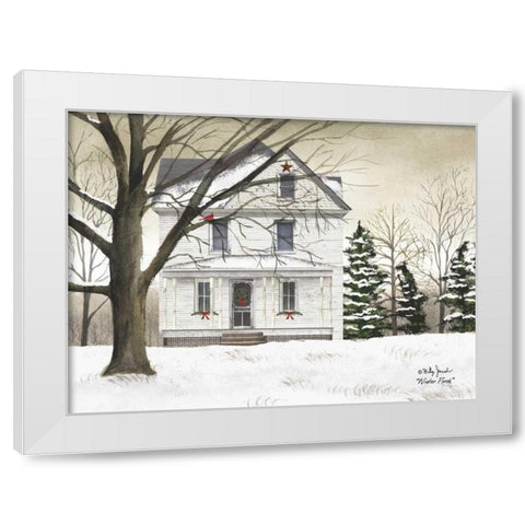 Winter Porch White Modern Wood Framed Art Print by Jacobs, Billy