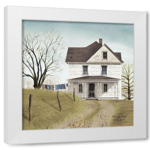 Morning Chores White Modern Wood Framed Art Print by Jacobs, Billy