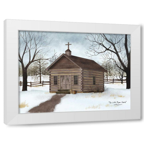 Little Brown Church White Modern Wood Framed Art Print by Jacobs, Billy
