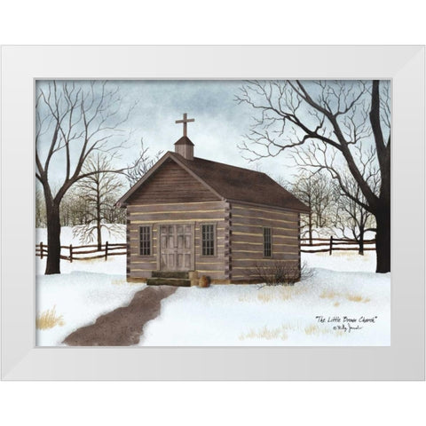 Little Brown Church White Modern Wood Framed Art Print by Jacobs, Billy