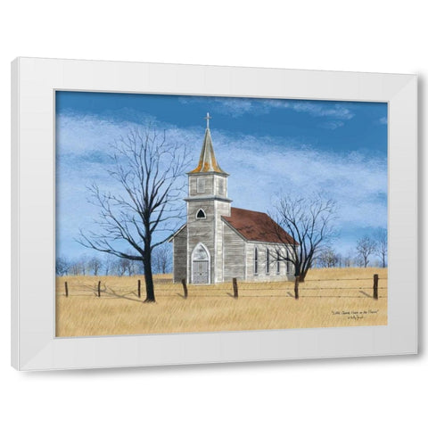 Little Church on the Prairie White Modern Wood Framed Art Print by Jacobs, Billy