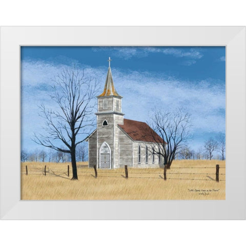 Little Church on the Prairie White Modern Wood Framed Art Print by Jacobs, Billy
