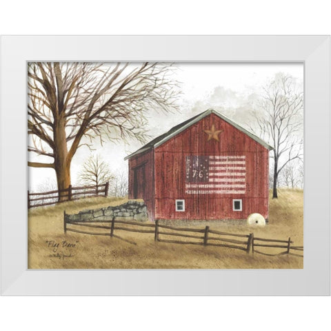 Flag Barn White Modern Wood Framed Art Print by Jacobs, Billy