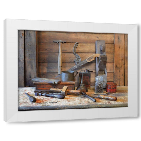 Grand Dads Work Bench White Modern Wood Framed Art Print by Jacobs, Billy