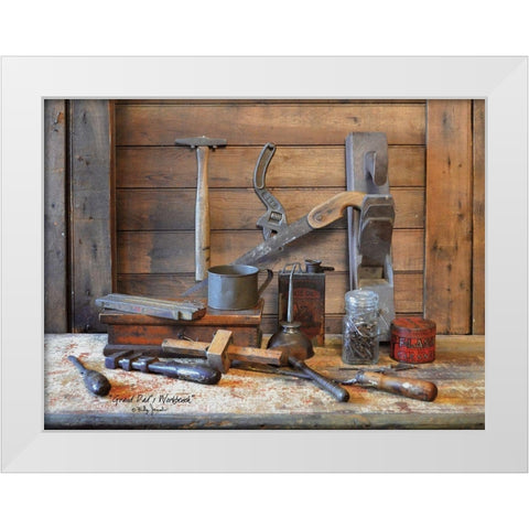 Grand Dads Work Bench White Modern Wood Framed Art Print by Jacobs, Billy