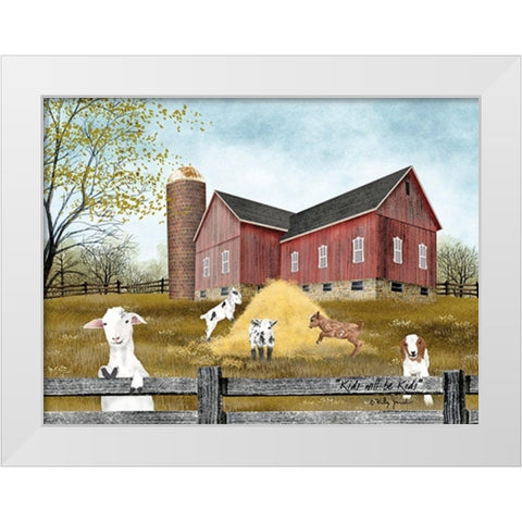 Kids Will be Kids White Modern Wood Framed Art Print by Jacobs, Billy