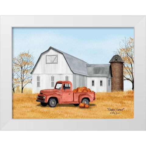 Pumpkin Harvest White Modern Wood Framed Art Print by Jacobs, Billy