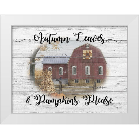 Autumn Leaves White Modern Wood Framed Art Print by Jacobs, Billy