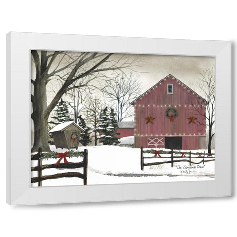 Christmas Barn White Modern Wood Framed Art Print by Jacobs, Billy